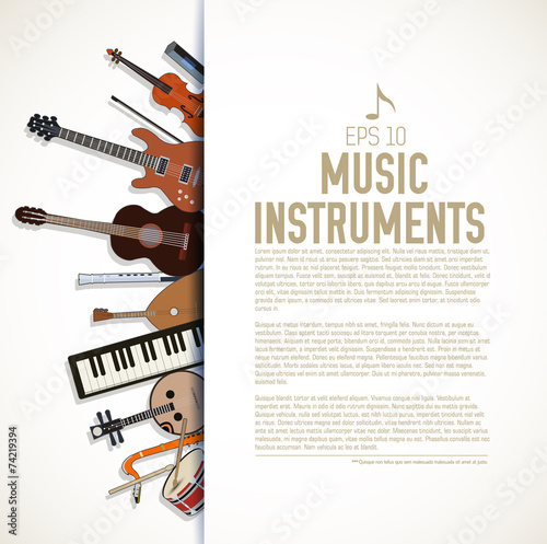 flat music instruments background concept. Vector illustrator