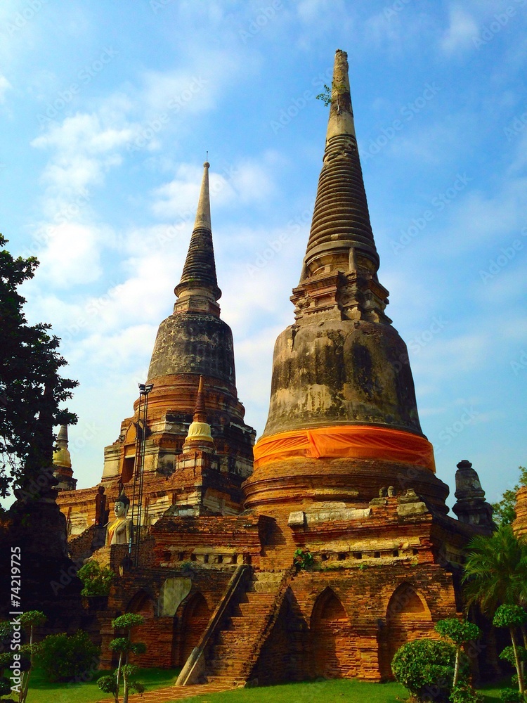 Fototapeta premium old pagoda of old temple at Ayutthaya Thailand