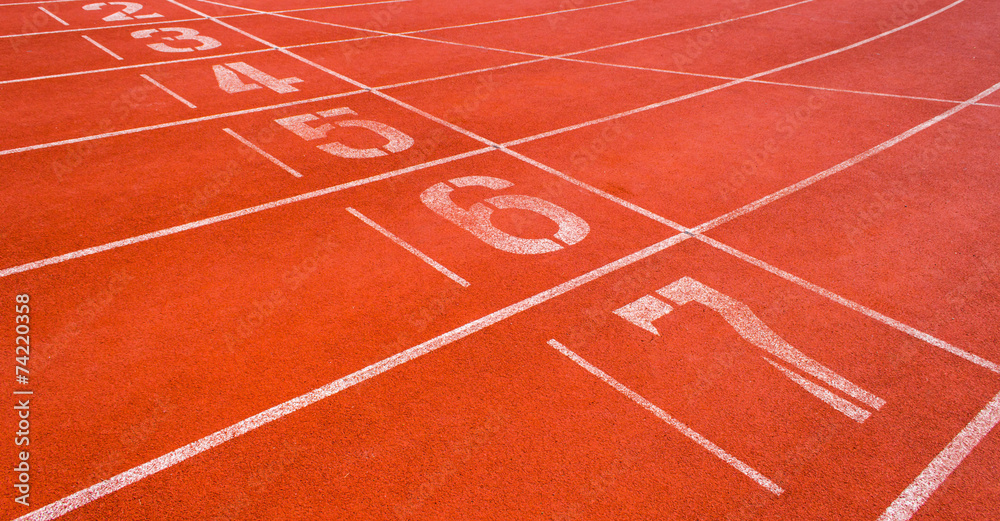 Athletic track with white line