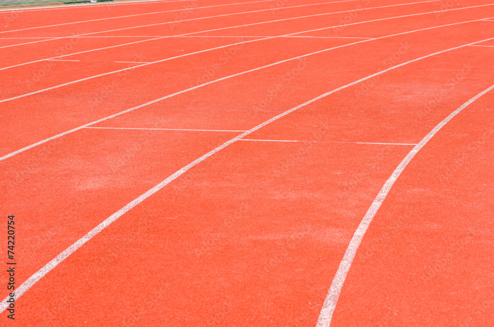 Athletic track with white line