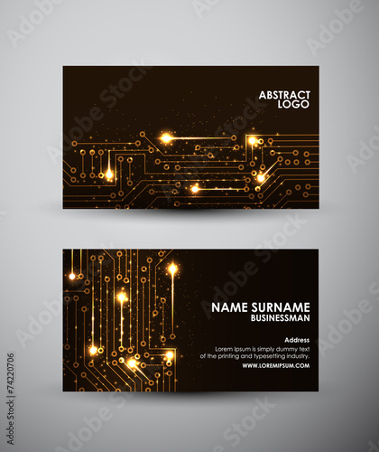 Abstract yellow lights Business card vector design template.