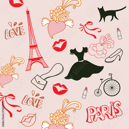 french pattern with kisses