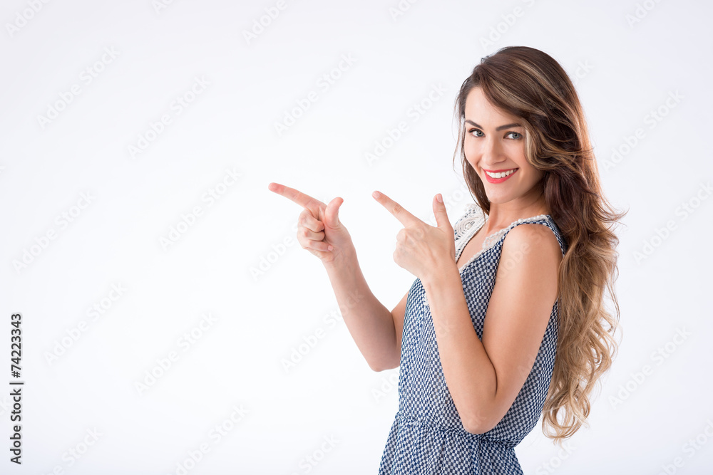 Pointing at white background