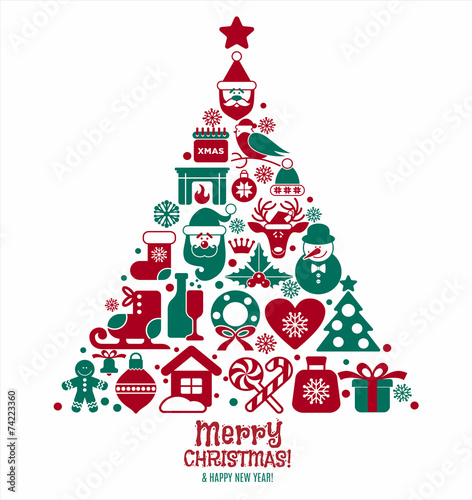 Christmas illustration. Vector set of icons.
