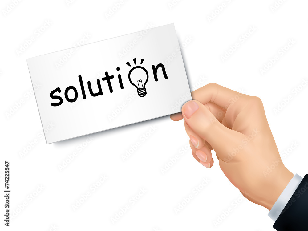 solution card in hand solution card in hand