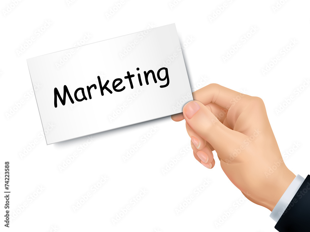 marketing card in hand marketing card in hand