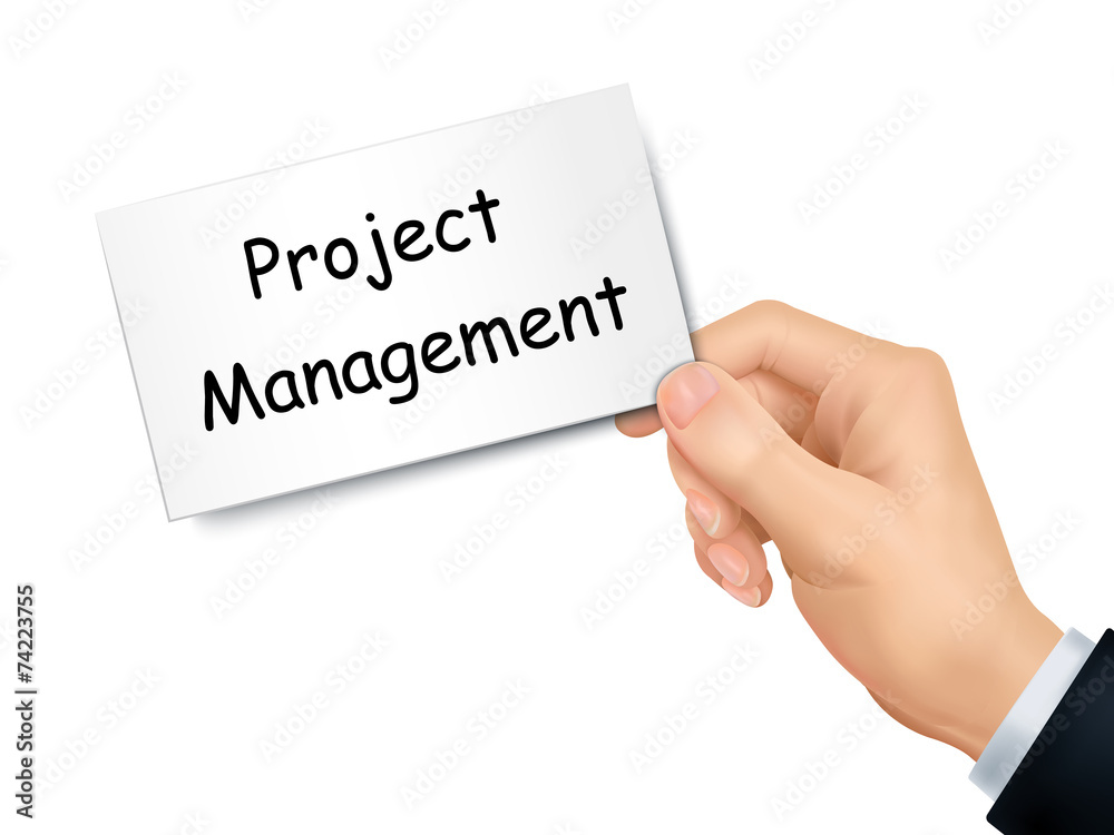project management card in hand project management card in hand