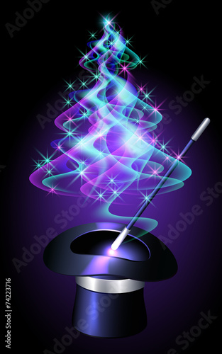 Christmas tree and magician hat