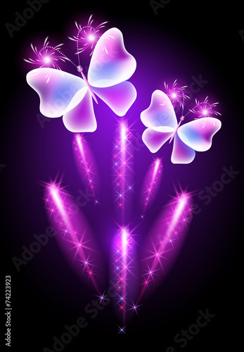 Fototapeta Butterfly and glowing salute