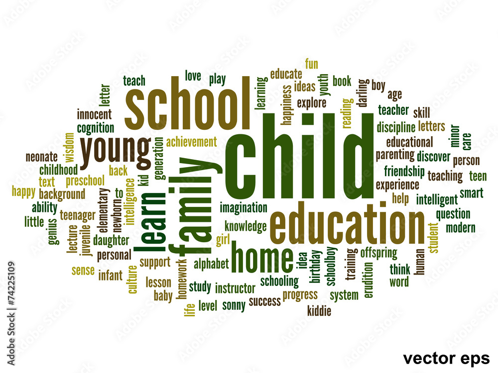 Vector conceptual child education word cloud Vector conceptual child education word cloud