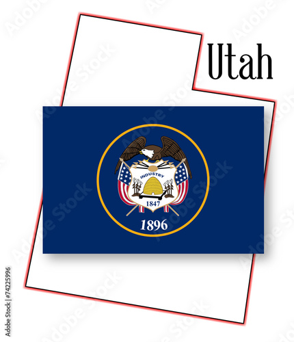 Utah State Map and Flag