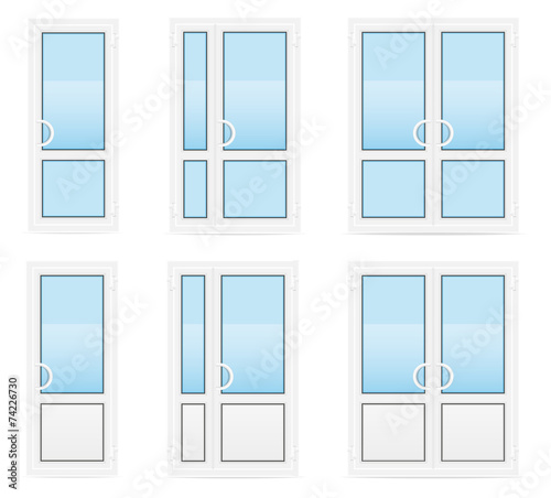 plastic transparent doors vector illustration