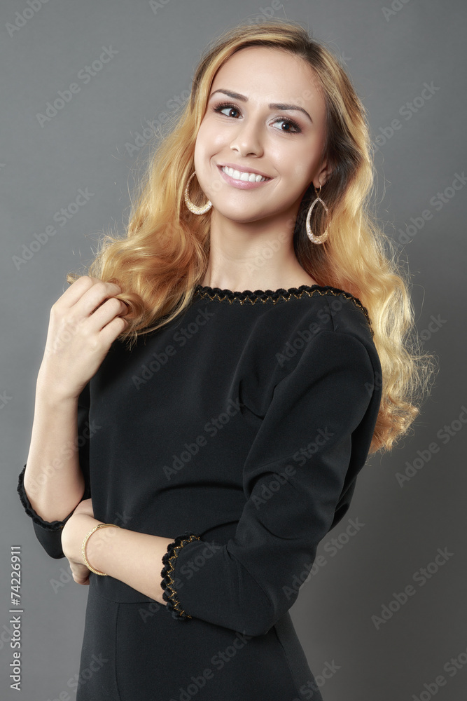 beautiful elegant woman dressed in fashionable black isolated on beautiful elegant woman dressed in fashionable black isolated on