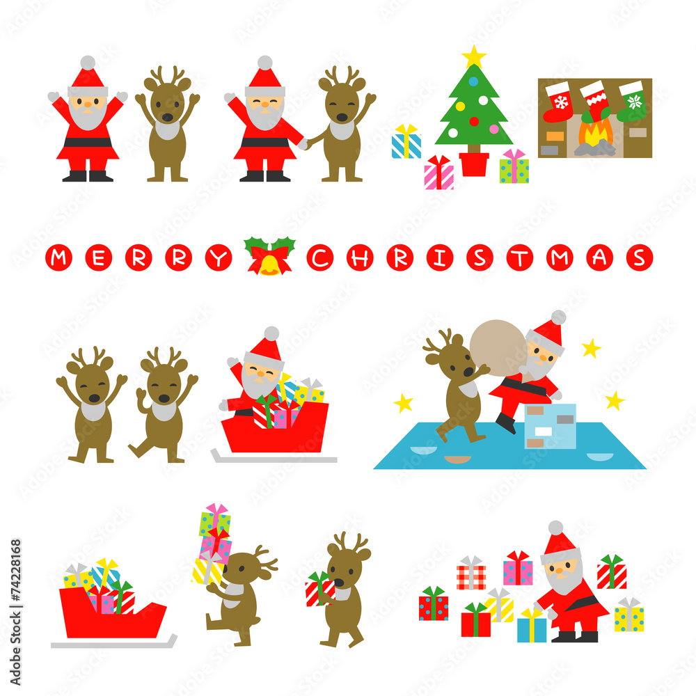 Naklejka premium サンタクロースとトナカイ