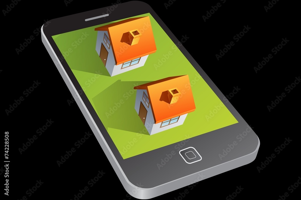 Composite image of houses on smartphone Composite image of houses on smartphone