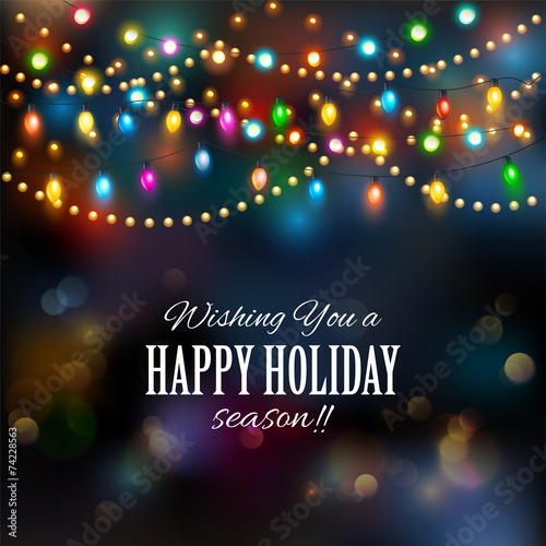 Christmas lights background. Vector