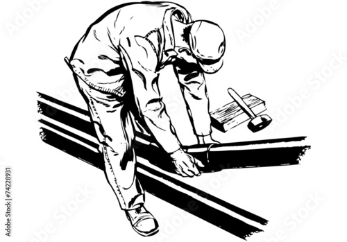 Worker Fitting Pipes