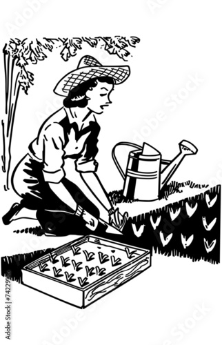 Woman Planting Garden