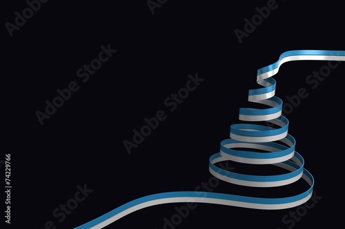 Composite image of blue and silver christmas tree ribbon
