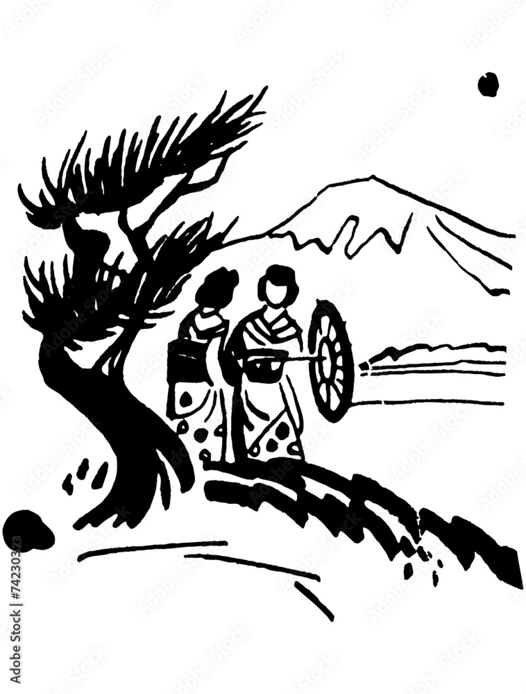 Obraz premium Two Geisha Girls