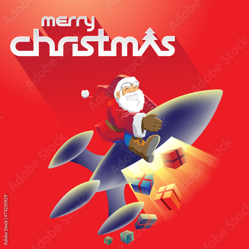 Merry Christmas and Santa Stock Illustration