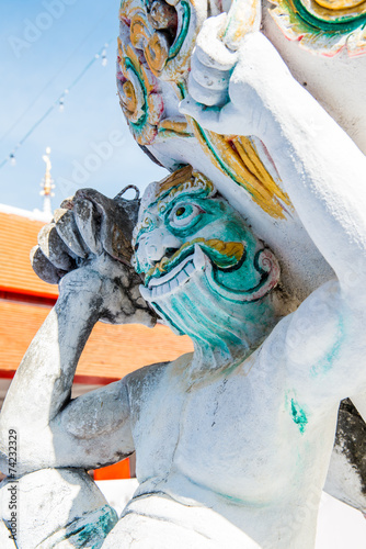 Ancient statue at Falang temple photo