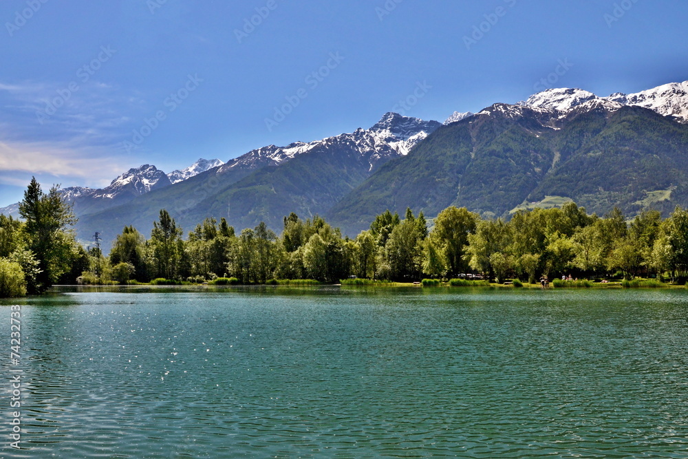 Italian Alps-lake and Prato allo Stelvio