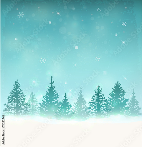 Merry Christmas Landscape. Vector © Ekler