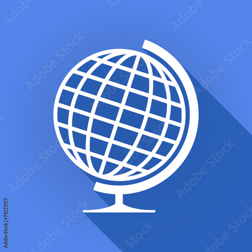 Long shadow icon with a world globe