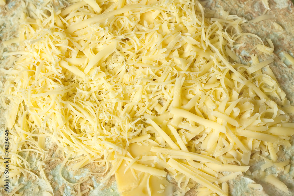 Appetizing pita ground and sliced cheese closeup Appetizing pita ground and sliced cheese closeup