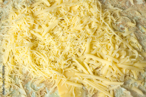 Appetizing pita ground and sliced cheese closeup