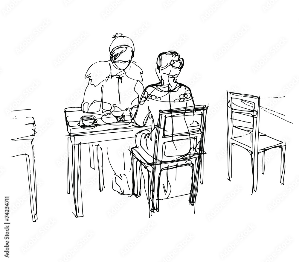 two friends in a cafe at a table drinking tea coffee two friends in a cafe at a table drinking tea coffee