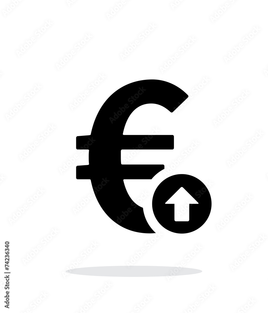 Fototapeta premium Euro exchange rate up icon on white background.