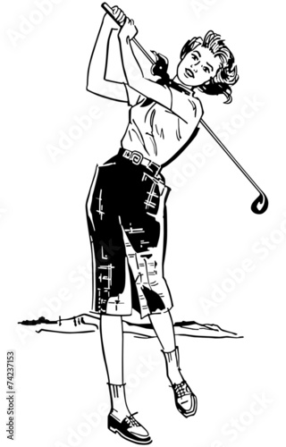 Lady Golfer Teeing Off