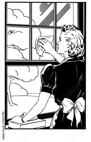 Lady Cleaning Window