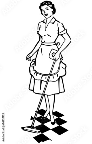 Lady Cleaning Floor