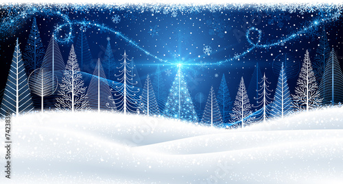 Christmas background with magic tree