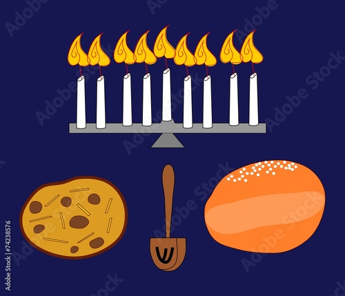 Hanukkah candle holder with burning candles