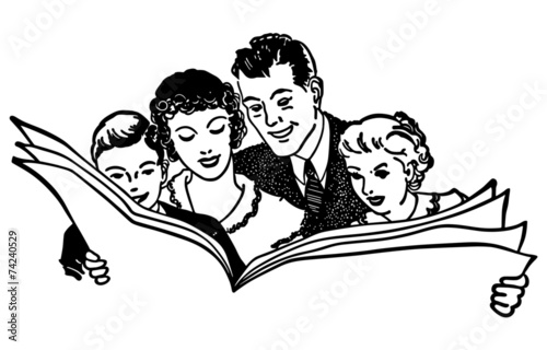 Family Reading Newspaper
