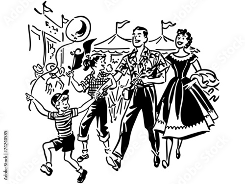 Family At Amusement Park