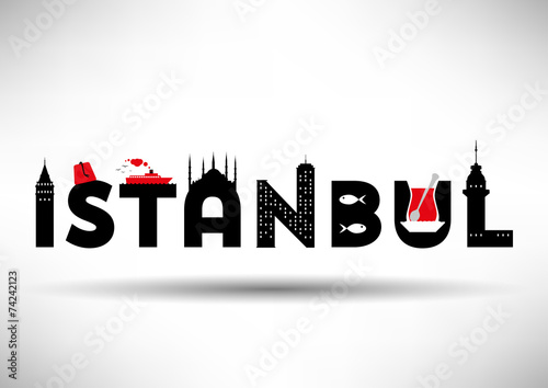 Istanbul Typographic Design with Symbols of Istanbul