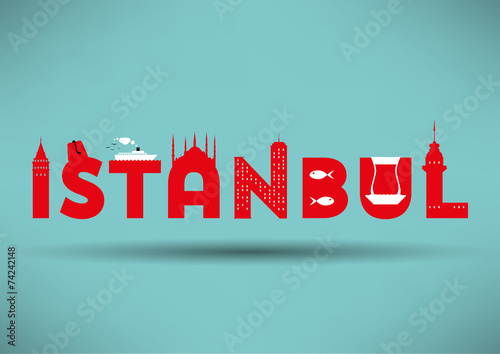 Istanbul Typographic Design with Symbols of Istanbul