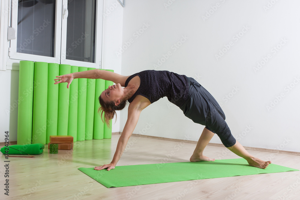 stretching while doing yoga