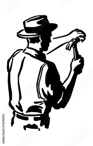 Carpenter Hammering Nail