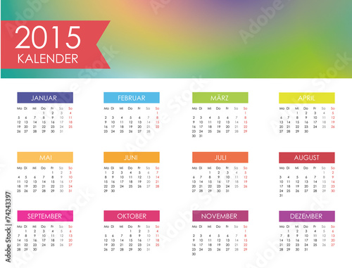 Kalender 2015 Jahresplaner Jahreskalender Taschenkalender bunt