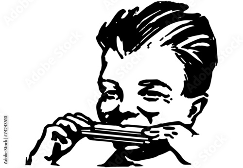 Boy Playing Harmonica