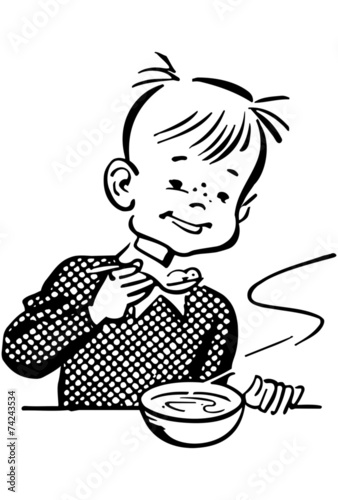 Boy Eating Porridge