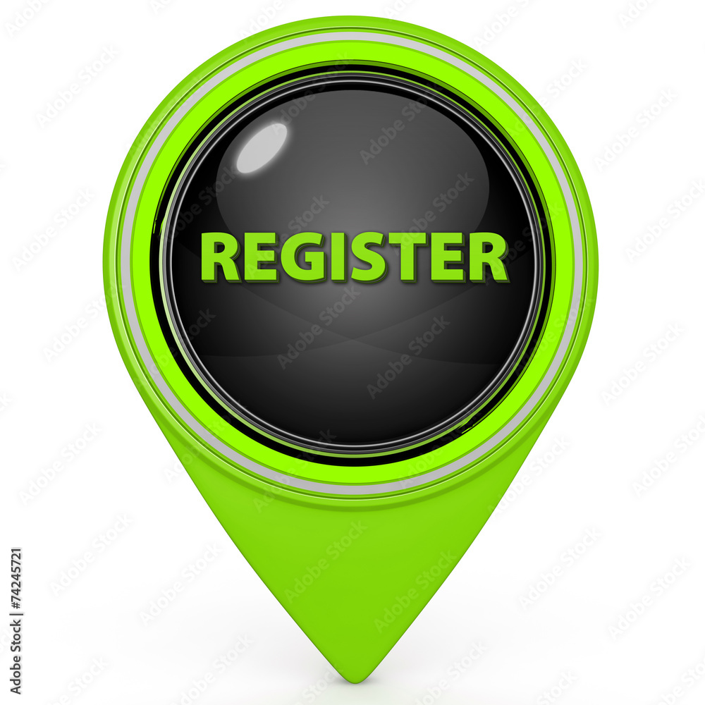 register pointer button on white background register pointer button on white background
