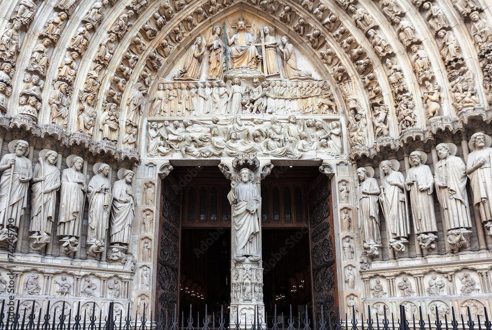 Notre Dame cathedral facade in Paris