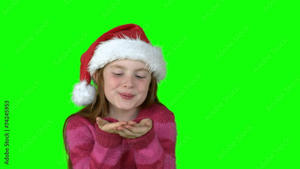 Festive girl blowing in slow motion Festive girl blowing in slow motion